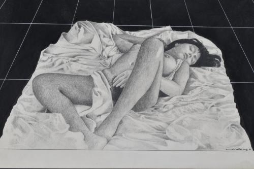 AMADO BELLES ROIG (1949). "Mujer desnuda en la cama", 1975.