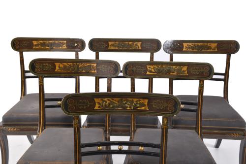 Conjunto de seis sillas Late Regency - Federal, probablemen