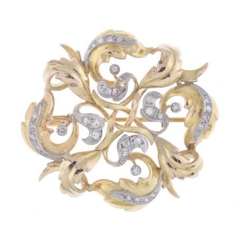 Diamonds brooch with floral motifs.