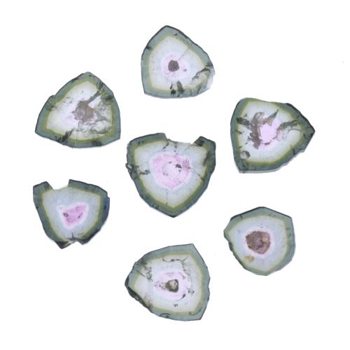 Set of seven watermelon tourmalines.