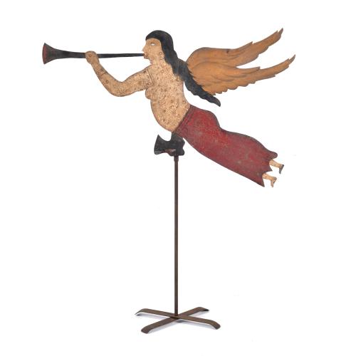 Weathervane in the shape of an angel playing the trumpet, 20th century.