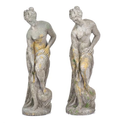 Pareja de figuras de jardín siguiendo modelos clásicos, siglo XX. 
