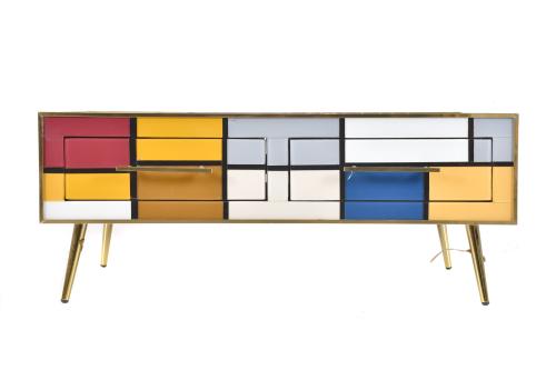 Mueble bajo en cristal de Murano, circa 1970.
