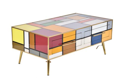 Mueble bajo en cristal de Murano, circa 1970.