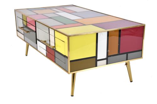 Mueble bajo en cristal de Murano, circa 1970.