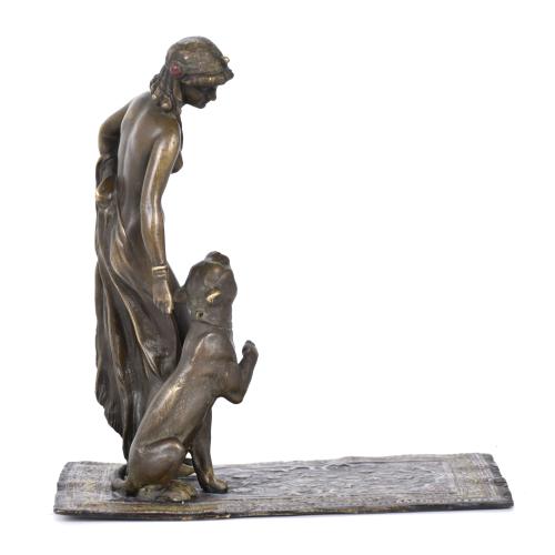 FUNDICIÓN FRANZ BERGMAN (1861 - 1936).  "Dama con pantera e