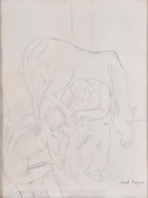 MANOLO HUGUÉ (1872-1945). "Cambiando la herradura".