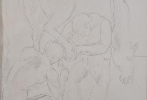 MANOLO HUGUÉ (1872-1945). "Cambiando la herradura".