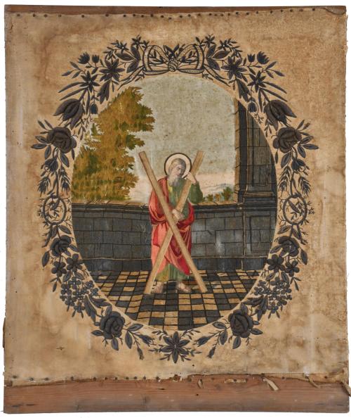 Bordado con la imagen de San Andrés, med. siglo XX. 