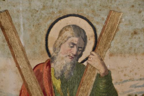 Bordado con la imagen de San Andrés, med. siglo XX. 