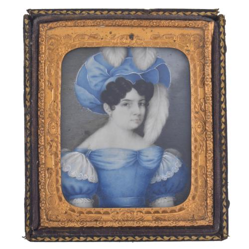 19TH CENTURY FRENCH SCHOOL. Miniature with a woman's portrait, Charles X period, circa 1820–1830.