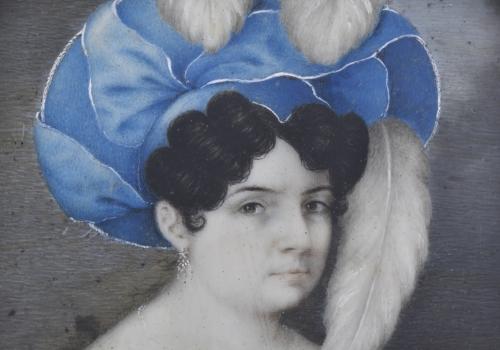 ESCUELA FRANCESA, SIGLO XIX.  Miniatura con retrato femenin