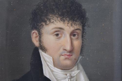 ESCUELA FRANCESA, SIGLO XIX.  Miniatura con retrato masculi