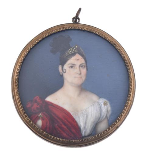 ESCUELA FRANCESA, SIGLO XIX.  Miniatura con retrato femenino, circa 1810 – 1820.
