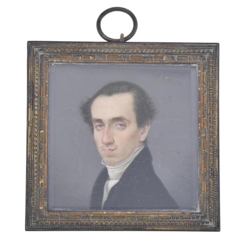  ESCUELA ALEMANA O AUSTRÍACA, SIGLO XIX.  Miniatura con retrato masculino.