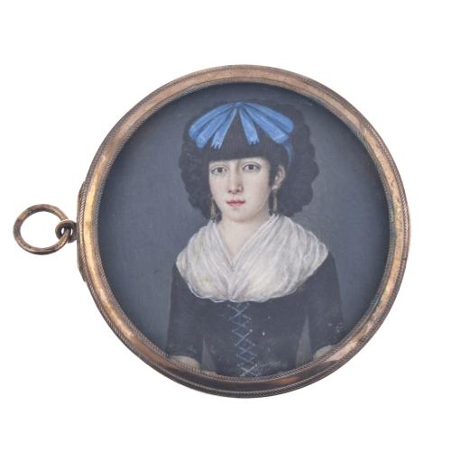 ESCUELA FRANCESA, SIGLO XVIII. Miniatura con retrato femenino. 