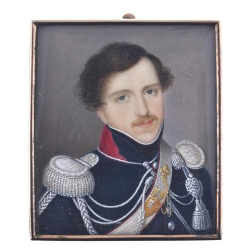 19TH CENTURY FRENCH SCHOOL. Miniature with a portrait of a general, Charles X period, 1820 - 1830.