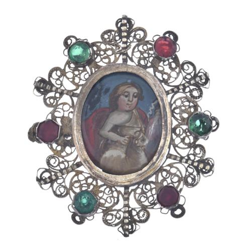 18TH CENTURY EXTREMADURA SCHOOL. Devotional medal of Child Jesus.