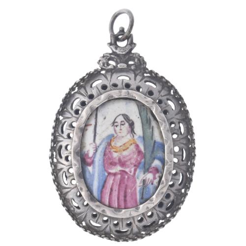 ESCUELA CATALANA, SIGLO XVIII.  Medalla devocional de San Juan Bautista.