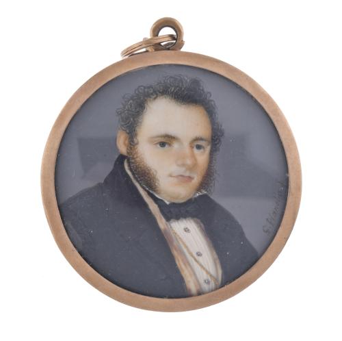 ESCUELA ESPAÑOLA, SIGLO XIX.  Miniatura con retrato masculino, 1828.