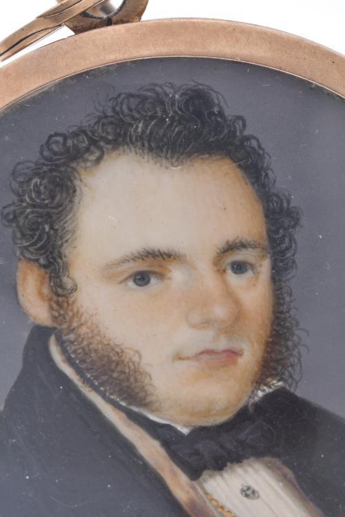 ESCUELA ESPAÑOLA, SIGLO XIX.  Miniatura con retrato masculi