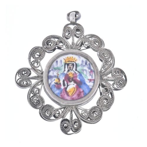 18TH CENTURY CATALAN SCHOOL. Devotional medal of La Moreneta of Montserrat and Saint Benedict.