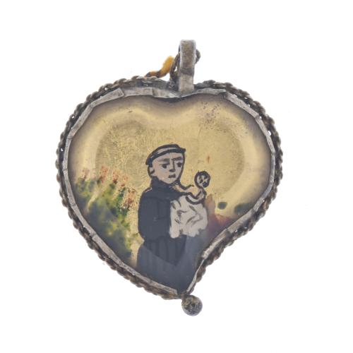 ESCUELA ESPAÑOLA, SIGLO XVIII.  Medalla devocional de San Antonio de Padua. 