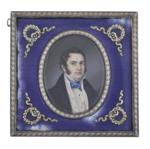 ESCUELA AUSTRÍACA, SIGLO XIX.  Miniatura con retrato masculino, circa 1850. 