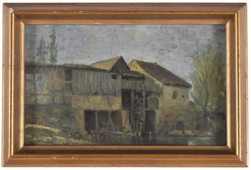 20TH CENTURY SPANISH SCHOOL. "House with water mill".
