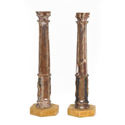 Pareja de pequeñas columnas Barrocas, siglo XVII. 