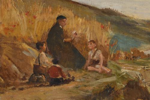 ARCADI MAS I FONDEVILA (1852-1934). "Párroco leyendo a los 