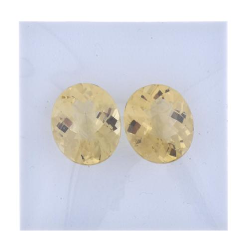 Pair of unmounted golden beryls of 12.03 ct.