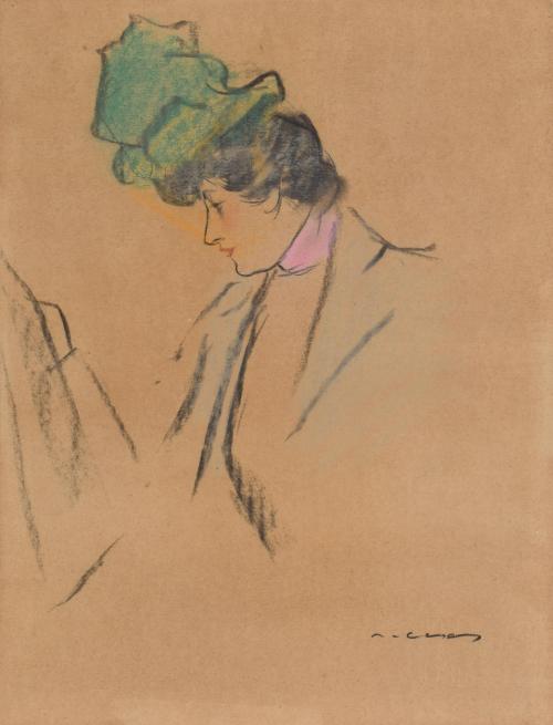 RAMÓN CASAS Y CARBO (1866-1932). Original ‘female figure’ for Pèl & Ploma