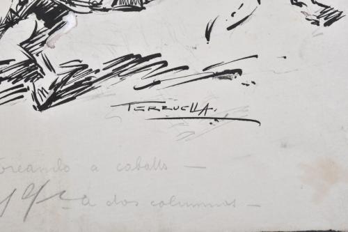 JOAQUIM TERRUELLA MATILLA (1891-1957). 3 drawing on bullfig