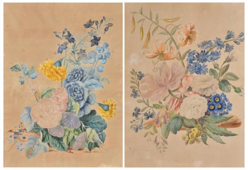 19TH CENTURY ENGLISH SCHOOL. Pair of floral still lifes. London 1816