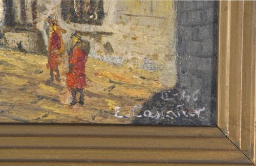 ESCUELA ESPAÑOLA, SIGLO XX. "Plaza con iglesia".