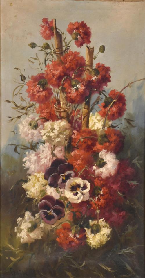 ESCUELA ESPAÑOLA, SIGLO XX. "Bodegón flores".
