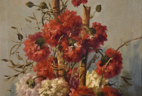 ESCUELA ESPAÑOLA, SIGLO XX. "Bodegón flores".