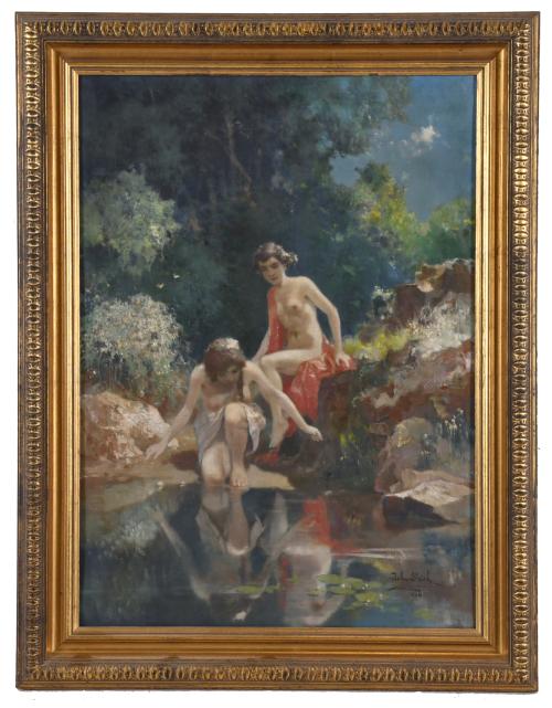 JOHN GLEICH (1879-c.1927).  "Baño nocturno".