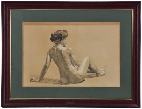 ESCUELA ESPAÑOLA, SIGLO XX. Pareja de desnudos femeninos.