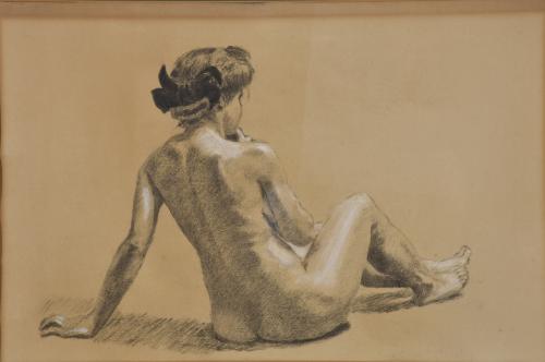 ESCUELA ESPAÑOLA, SIGLO XX. Pareja de desnudos femeninos.
