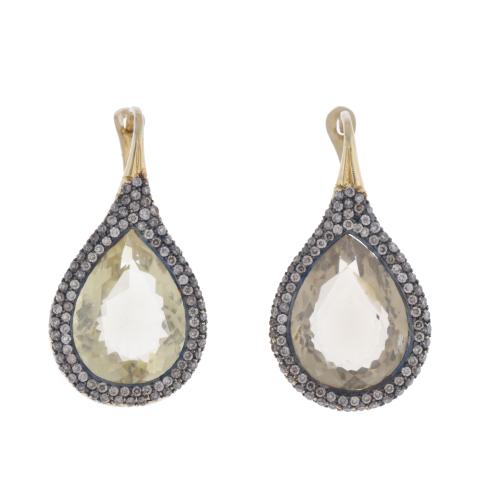 Earrings with citrine quartz and diamonds