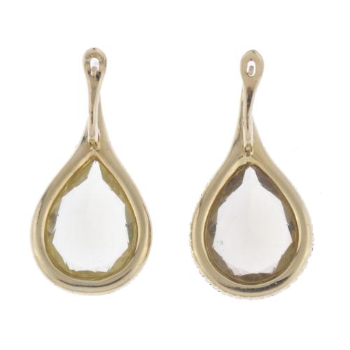 Pendientes con cuarzo citrino y diamantes