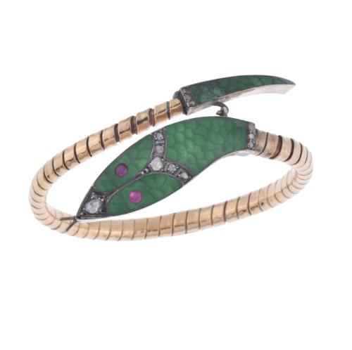 Pulsera en forma de serpiente con esmalte