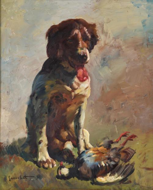 JOSEP SERRASANTA (1916-1998). "Perro de caza".