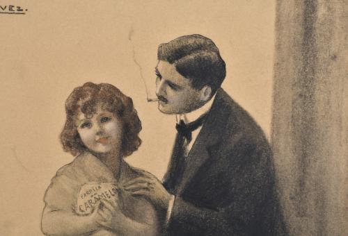 CARLOS VÁZQUEZ (1869-1944) "En la mejor compañía", circa 19