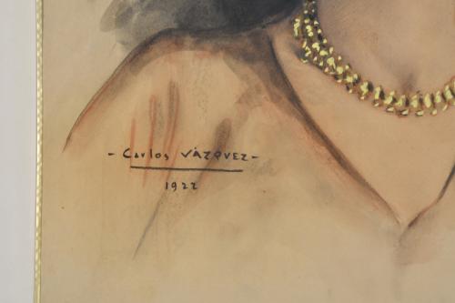 CARLOS VÁZQUEZ (1869-1944) "Retrato dama", 1922.