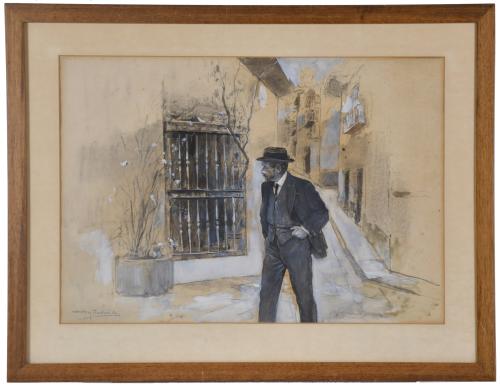 ARCADI MAS I FONDEVILA (1852-1934). "Gentleman walking down
