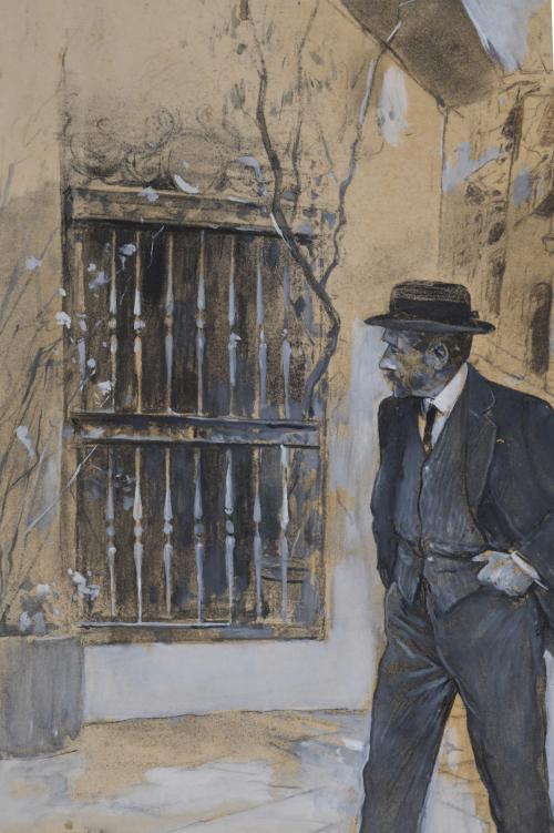 ARCADI MAS I FONDEVILA (1852-1934). "Gentleman walking down