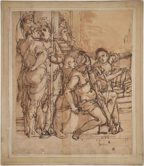 16TH CENTURY ITALIAN SCHOOL. ATTRIBUTABLE TO ZUCCARO BROTHERS. Preparatory drawing, probably for a fresco.